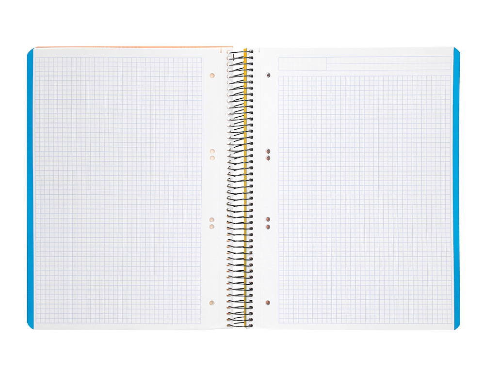 CAHIER SPIRALE LIDERPAPEL A5 MICRO WONDER 240 PAGES 90G 5X5MM 6 TROUS 5 BANDES COULEURS JAUNE