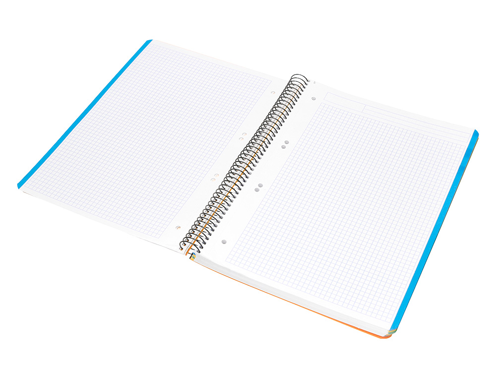 CAHIER SPIRALE LIDERPAPEL A5 MICRO WONDER 240 PAGES 90G 5X5MM 6 TROUS 5 BANDES COULEURS JAUNE