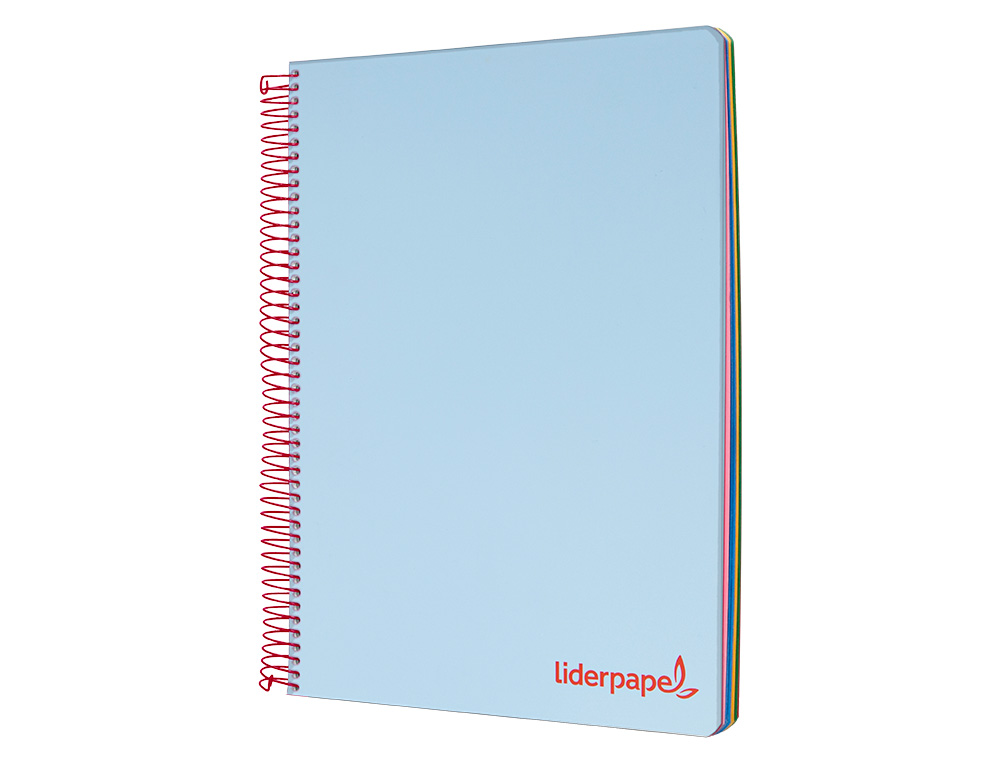 CAHIER SPIRALE LIDERPAPEL A5 MICRO WONDER 240 PAGES 90G 5X5MM 6 TROUS 5 BANDES COULEURS BLEU