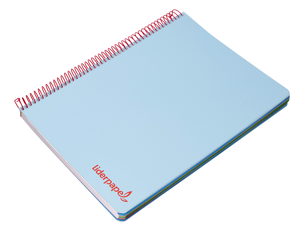 CAHIER SPIRALE LIDERPAPEL A5 MICRO WONDER 240 PAGES 90G 5X5MM 6 TROUS 5 BANDES COULEURS BLEU