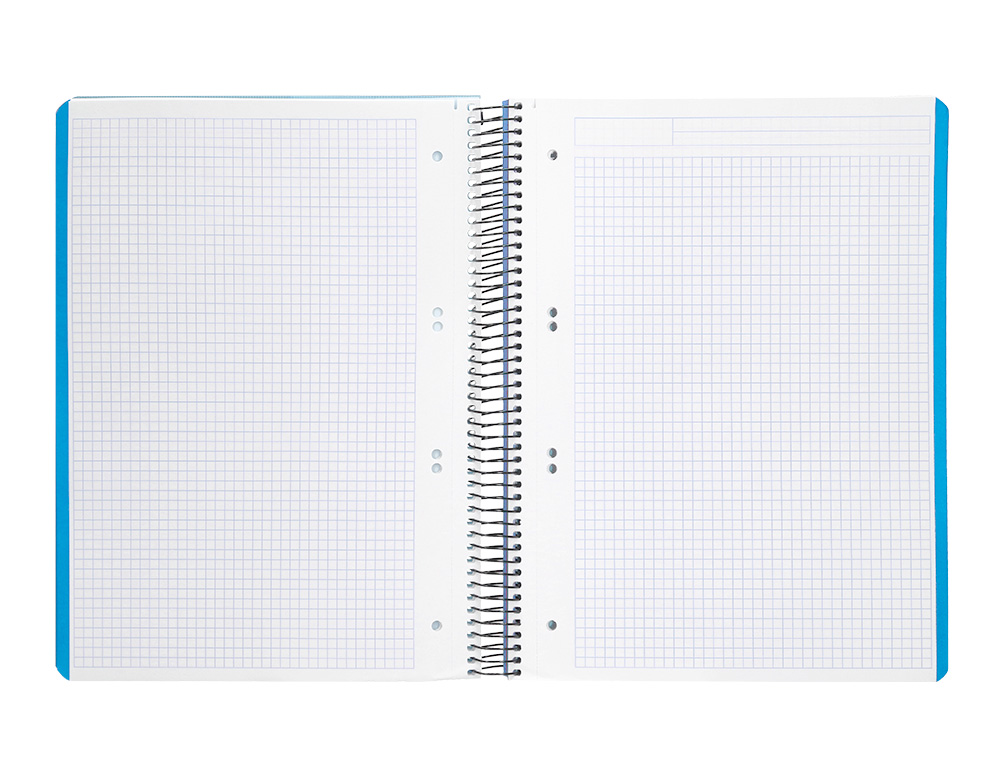 CAHIER SPIRALE LIDERPAPEL A5 MICRO WONDER 240 PAGES 90G 5X5MM 6 TROUS 5 BANDES COULEURS BLEU