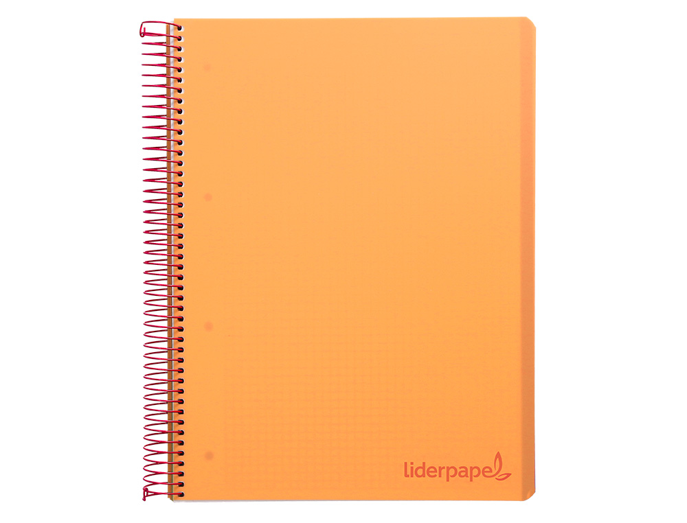 CAHIER SPIRALE LIDERPAPEL A5 MICRO WONDER 240 PAGES 90G 5X5MM 6 TROUS 5 BANDES COULEURS ORANGE
