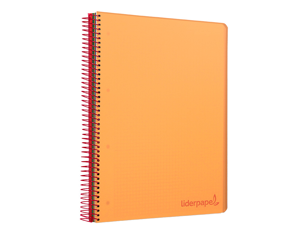 CAHIER SPIRALE LIDERPAPEL A5 MICRO WONDER 240 PAGES 90G 5X5MM 6 TROUS 5 BANDES COULEURS ORANGE
