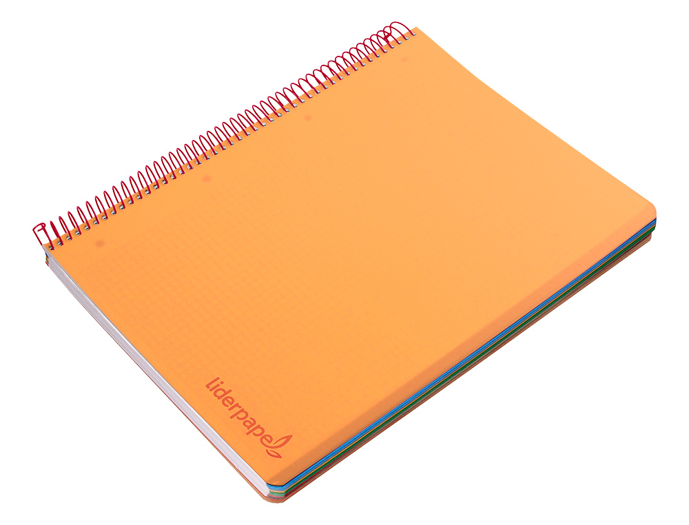 CAHIER SPIRALE LIDERPAPEL A5 MICRO WONDER 240 PAGES 90G 5X5MM 6 TROUS 5 BANDES COULEURS ORANGE