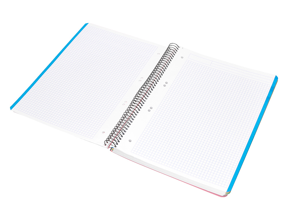 CAHIER SPIRALE LIDERPAPEL A5 MICRO WONDER 240 PAGES 90G 5X5MM 6 TROUS 5 BANDES COULEURS ORANGE