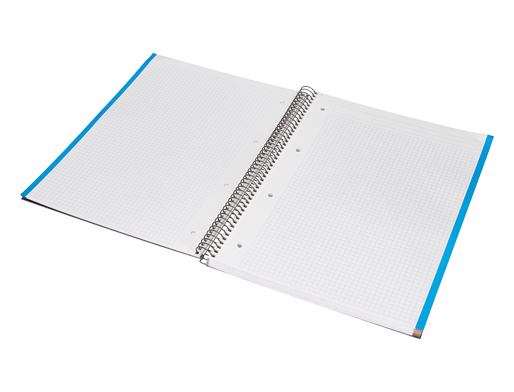 CAHIER SPIRALE LIDERPAPEL JOLLY COUVERTURE CONTRECOLLÉE A4 280P 75G/M2 5X5MM MICROPERFORÉ 4 TROUS COLORIS NOIR