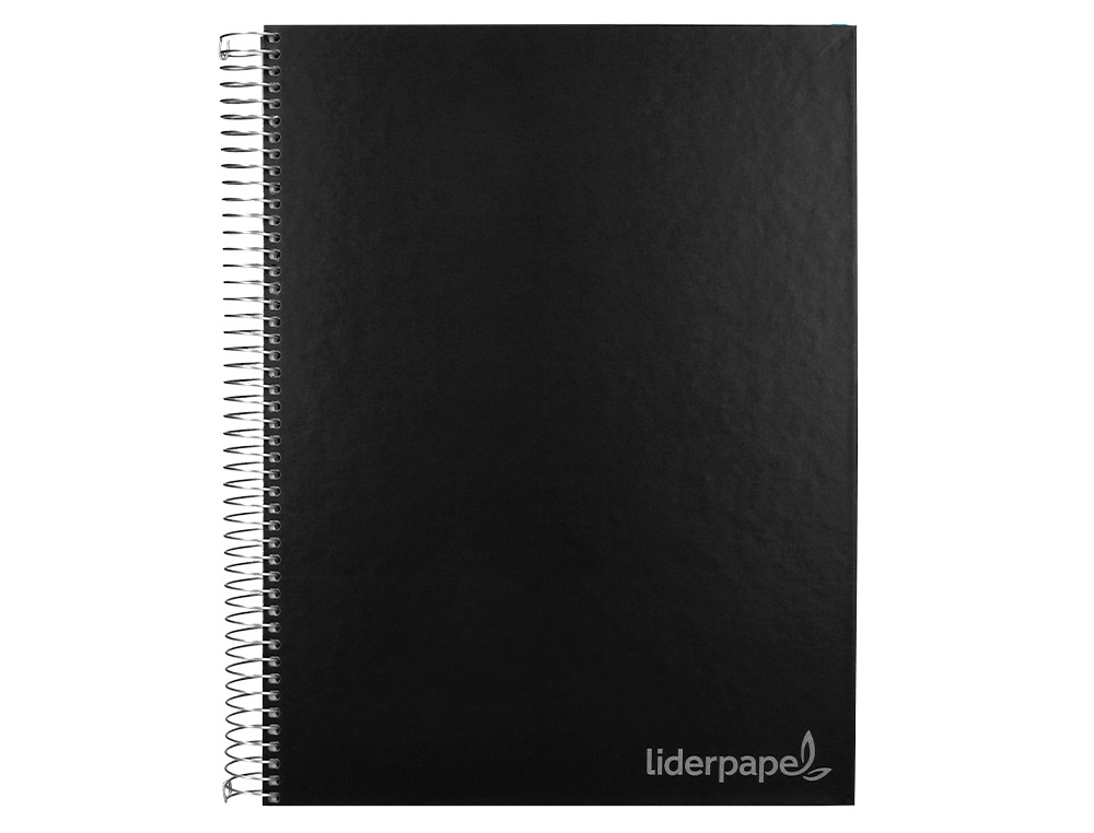 CAHIER SPIRALE LIDERPAPEL JOLLY COUVERTURE CONTRECOLLÉE A4 280P 75G/M2 5X5MM MICROPERFORÉ 4 TROUS COLORIS NOIR