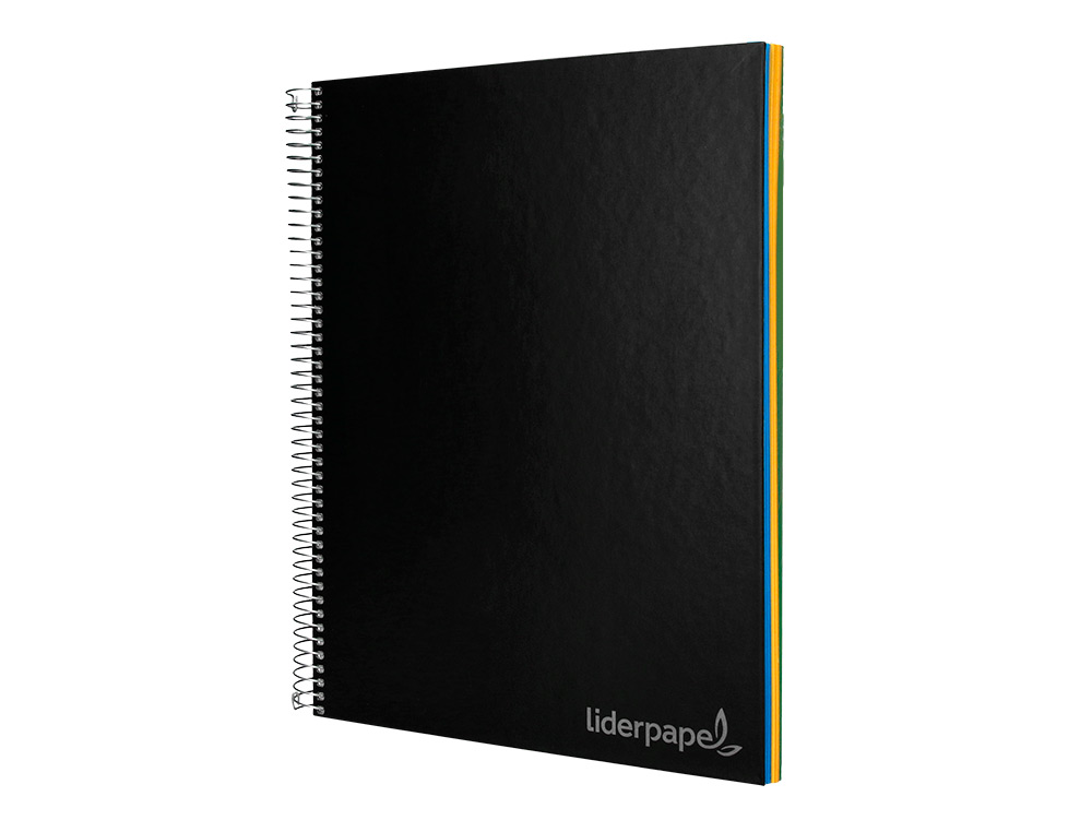 CAHIER SPIRALE LIDERPAPEL JOLLY COUVERTURE CONTRECOLLÉE A4 280P 75G/M2 5X5MM MICROPERFORÉ 4 TROUS COLORIS NOIR