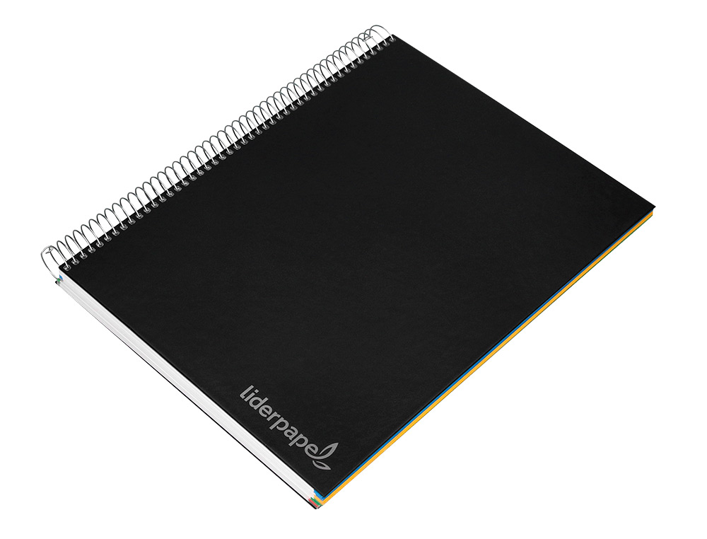 CAHIER SPIRALE LIDERPAPEL JOLLY COUVERTURE CONTRECOLLÉE A4 280P 75G/M2 5X5MM MICROPERFORÉ 4 TROUS COLORIS NOIR