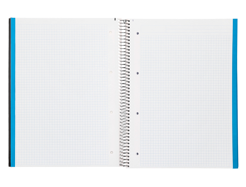 CAHIER SPIRALE LIDERPAPEL JOLLY COUVERTURE CONTRECOLLÉE A4 280P 75G/M2 5X5MM MICROPERFORÉ 4 TROUS COLORIS NOIR