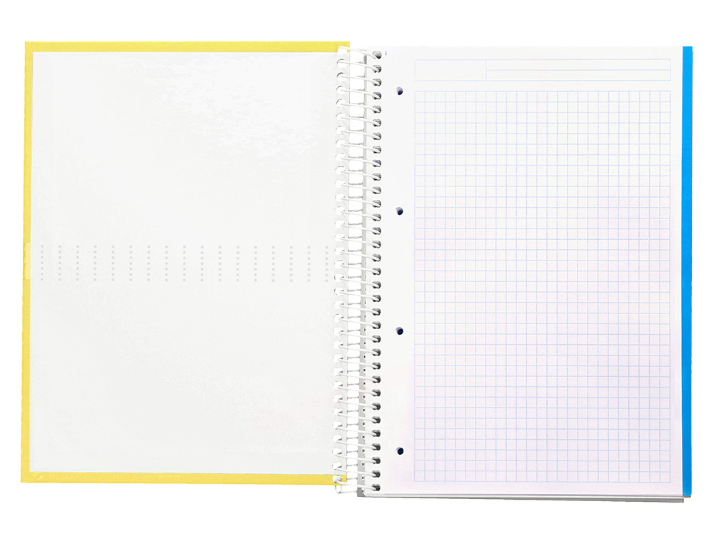 CAHIER SPIRALE LIDERPAPEL CRAFTY COUVERTURE CONTRECOLLÉE A4 240P 90G/M2 5X5MM MICROPERFORÉ 4 TROUS COLORIS JAUNE