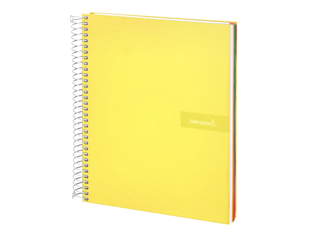 CAHIER SPIRALE LIDERPAPEL CRAFTY COUVERTURE CONTRECOLLÉE A4 240P 90G/M2 5X5MM MICROPERFORÉ 4 TROUS COLORIS JAUNE