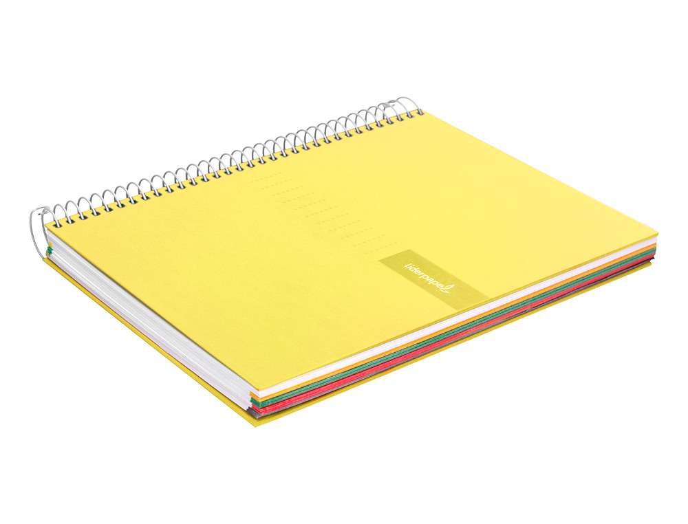 CAHIER SPIRALE LIDERPAPEL CRAFTY COUVERTURE CONTRECOLLÉE A4 240P 90G/M2 5X5MM MICROPERFORÉ 4 TROUS COLORIS JAUNE