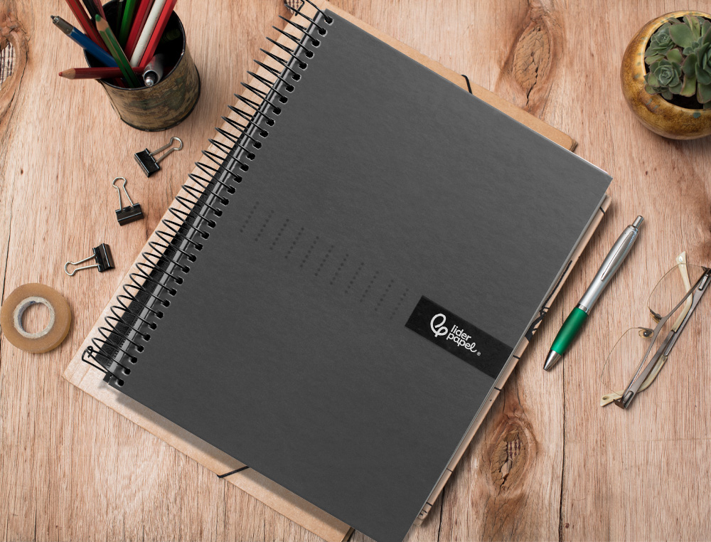 CAHIER SPIRALE LIDERPAPEL CRAFTY COUVERTURE CONTRECOLLÉE A4 240P 90G/M2 5X5MM MICROPERFORÉ4 TROUS COLORIS NOIR