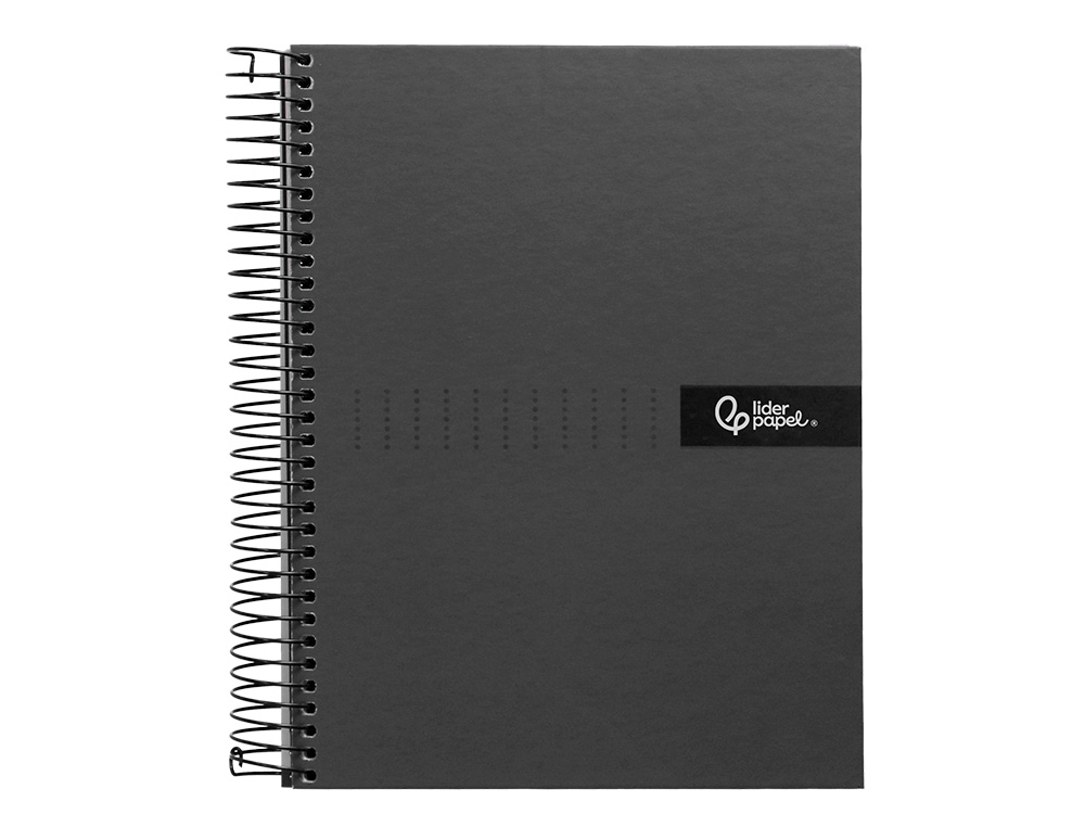 CAHIER SPIRALE LIDERPAPEL CRAFTY COUVERTURE CONTRECOLLÉE A4 240P 90G/M2 5X5MM MICROPERFORÉ4 TROUS COLORIS NOIR