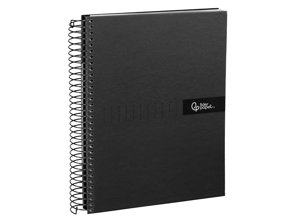 CAHIER SPIRALE LIDERPAPEL CRAFTY COUVERTURE CONTRECOLLÉE A4 240P 90G/M2 5X5MM MICROPERFORÉ4 TROUS COLORIS NOIR