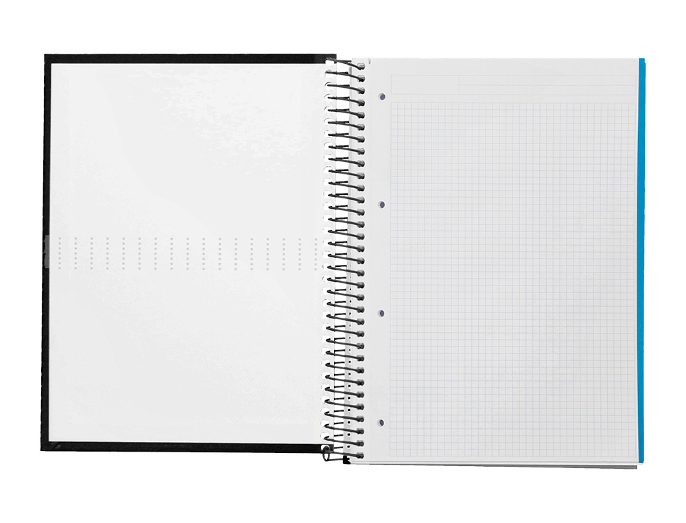 CAHIER SPIRALE LIDERPAPEL CRAFTY COUVERTURE CONTRECOLLÉE A4 240P 90G/M2 5X5MM MICROPERFORÉ4 TROUS COLORIS NOIR