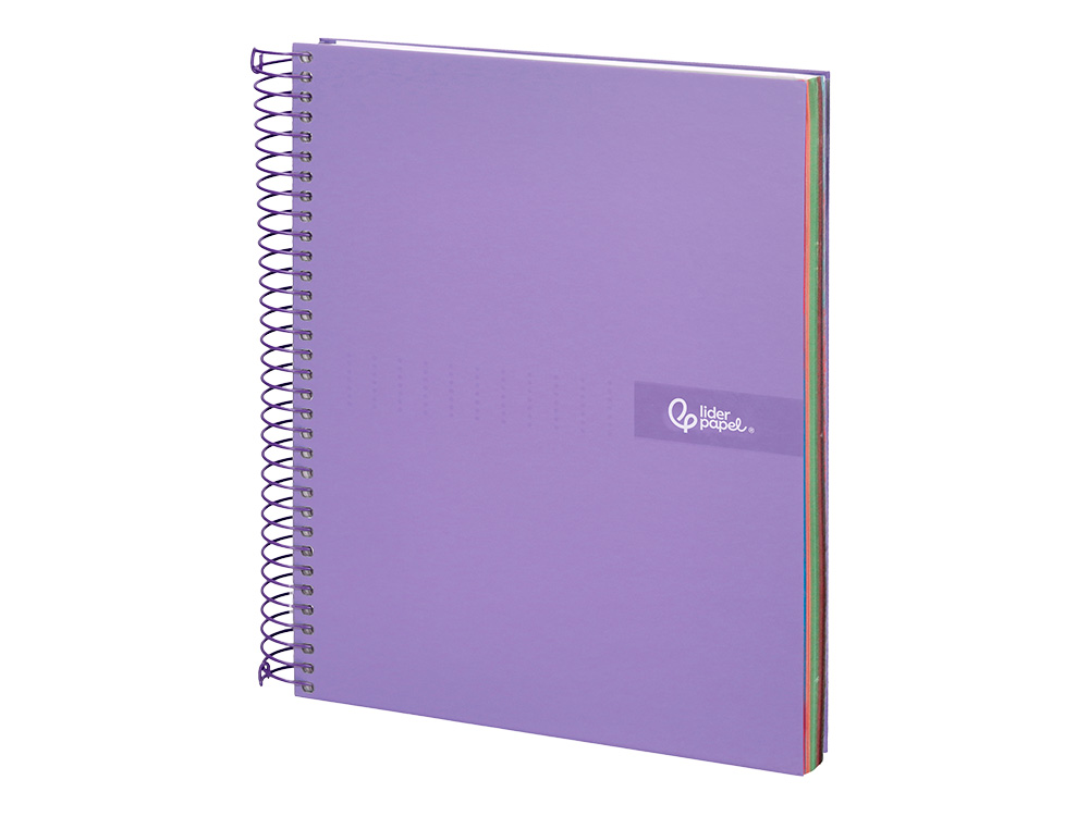 CAHIER SPIRALE LIDERPAPEL CRAFTY COUVERTURE CONTRECOLLÉE A4 240P 90G/M2 5X5MM MNICROPERFORÉ 4 TROUS COLORIS VIOLET
