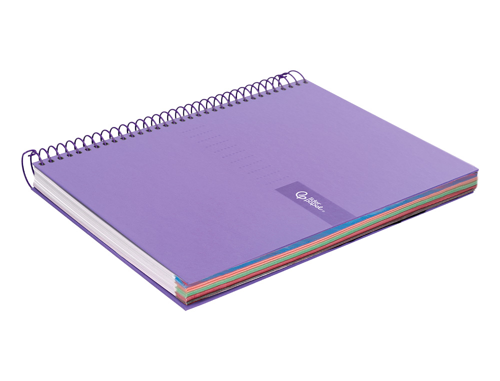 CAHIER SPIRALE LIDERPAPEL CRAFTY COUVERTURE CONTRECOLLÉE A4 240P 90G/M2 5X5MM MNICROPERFORÉ 4 TROUS COLORIS VIOLET