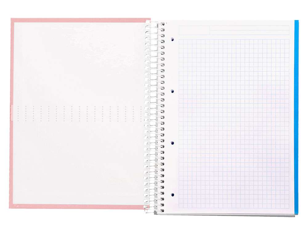 CAHIER SPIRALE LIDERPAPEL CRAFTY COUVERTURE CONTRECOLLÉE A4 240P 90G/M2 5X5MM MICROPERFORÉ 4 TROUS COLORIS ROSE