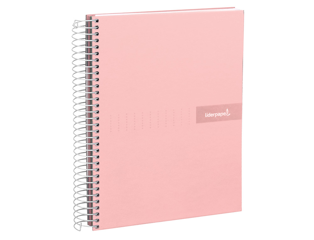 CAHIER SPIRALE LIDERPAPEL CRAFTY COUVERTURE CONTRECOLLÉE A4 240P 90G/M2 5X5MM MICROPERFORÉ 4 TROUS COLORIS ROSE