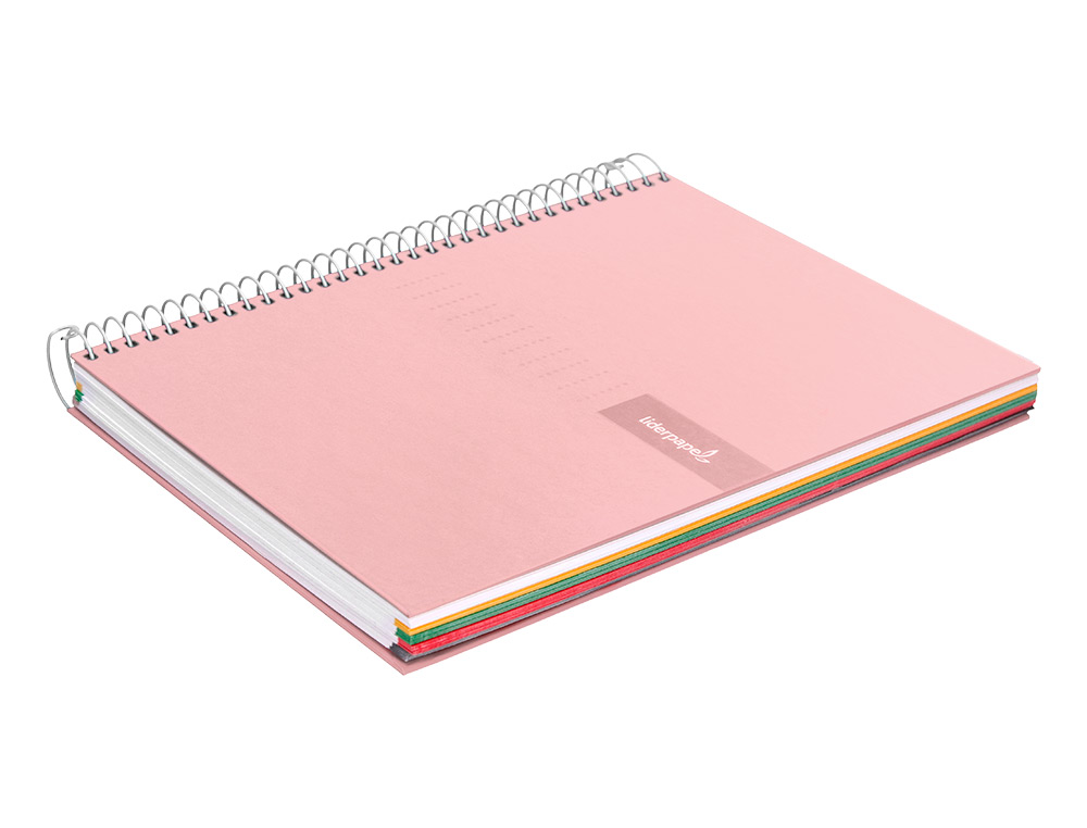 CAHIER SPIRALE LIDERPAPEL CRAFTY COUVERTURE CONTRECOLLÉE A4 240P 90G/M2 5X5MM MICROPERFORÉ 4 TROUS COLORIS ROSE