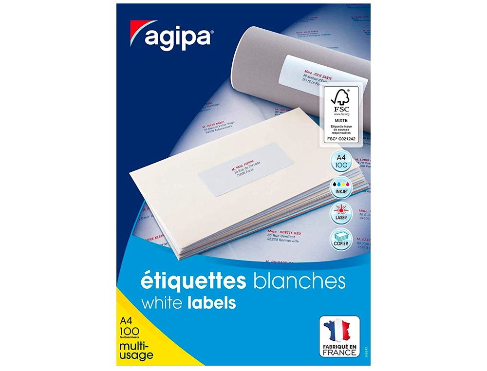 ÉTIQUETTE ADHÉSIVE APLI AGIPA MULTI-USAGE 70X50.8MM TOUTE IMPRIMANTE BOÎTE 1500 UNITÉS