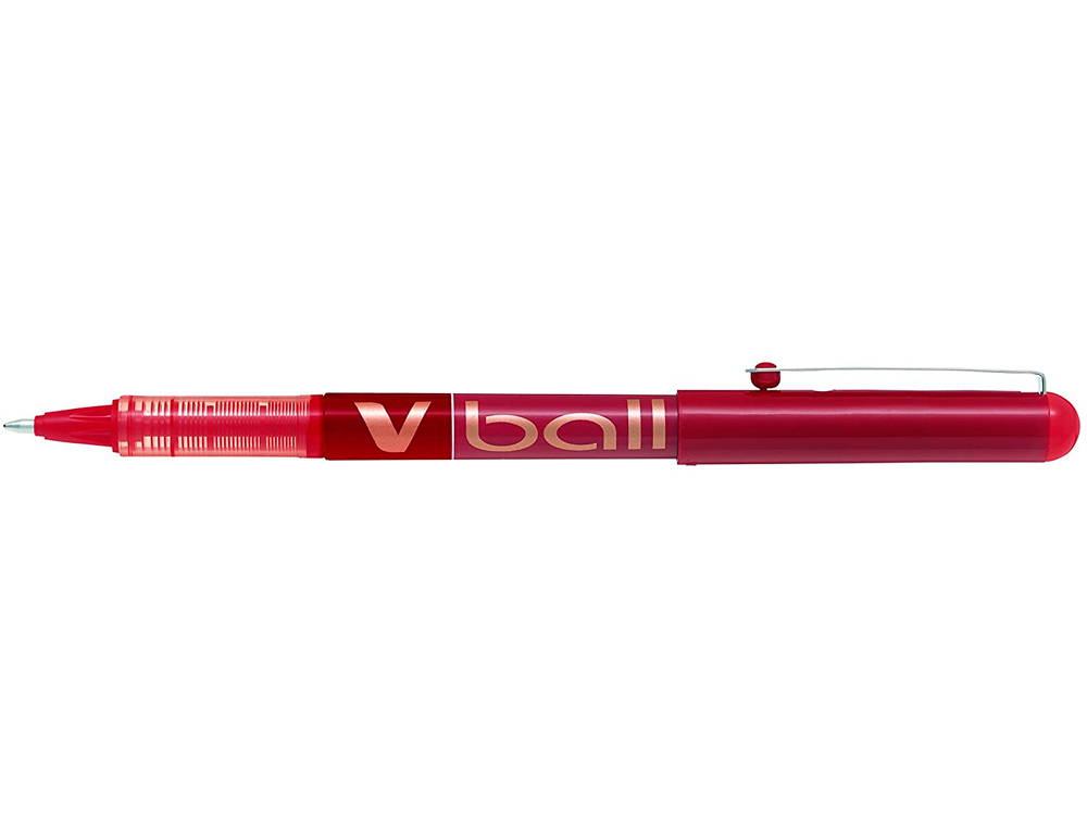 ROLLER PILOT VBALL 1.0 ÉCRITURE 0.7MM ENCRE LIQUIDE NIVEAU VISIBLE POINTE CONIQUE 1MM CLIP MÉTAL COLORIS ROUGE