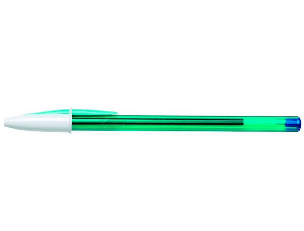 STYLO-BILLE BIC CRISTAL CAPUCHON BICOLOR POINTE MOYENNE 1.0MM ENCRE COLORIS BLEU