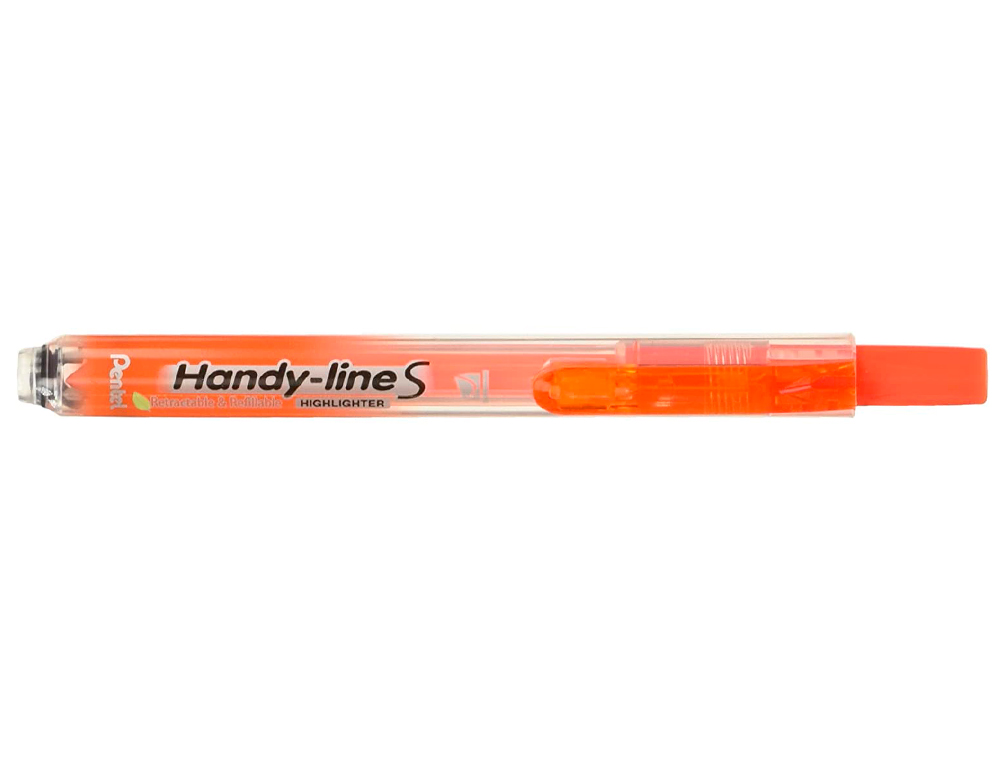 SURLIGNEUR PENTEL HANDY LINE S RTRACTABLE RECHARGEABLE POINTE BISEAUTE 1/3.6MM CORPS FIN ENCRE ORANGE