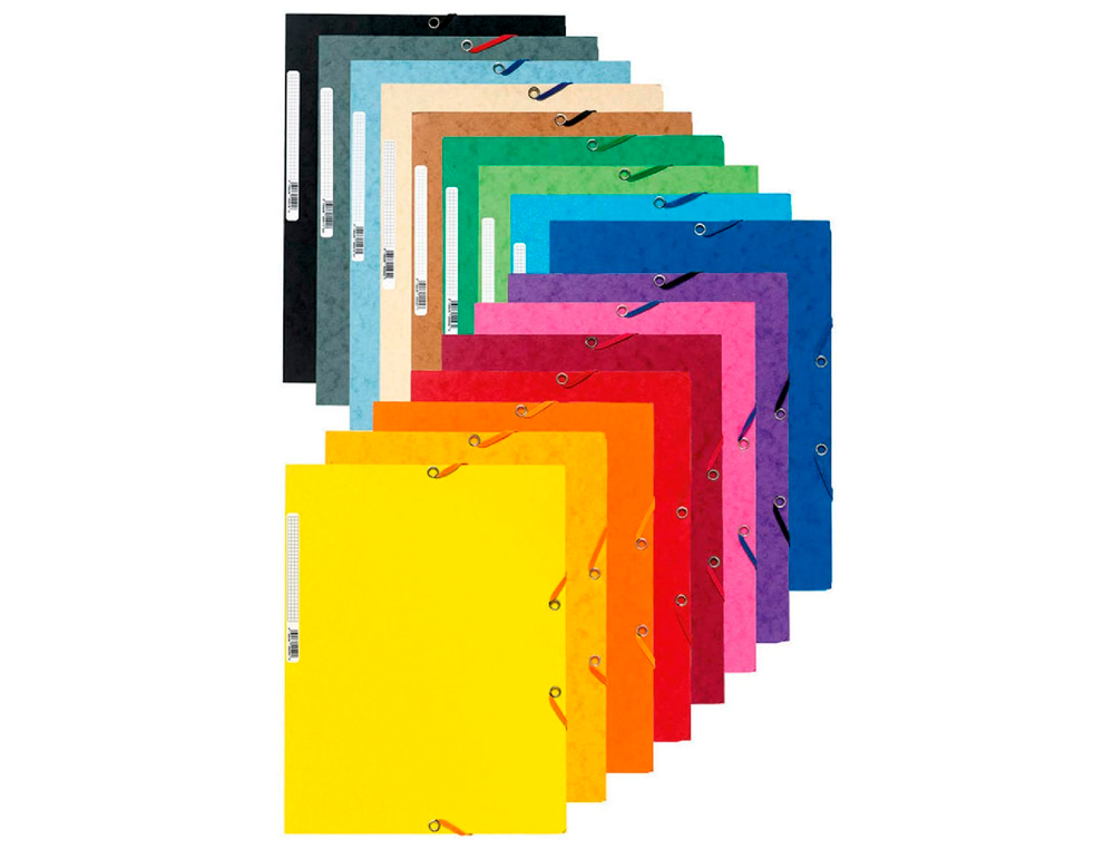 CHEMISE EXACOMPTA CARTE LUSTRE 5/10E 400G 3 RABATS ET LASTIQUE A4 FORMAT 240X320MM COLORIS VIFS ASSORTIS 50 UNITS