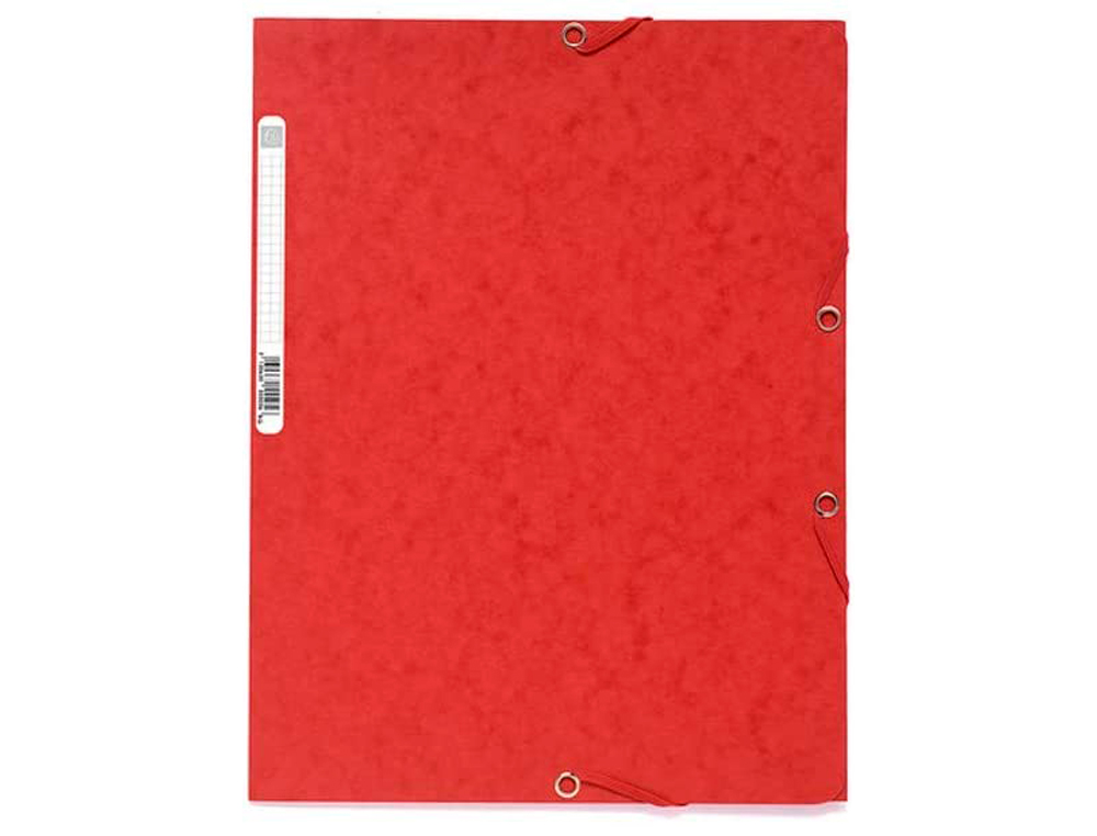 CHEMISE EXACOMPTA CARTE LUSTRÉE 5/10E 400G 3 RABATS ET ÉLASTIQUE A4 FORMAT 240X320MM COLORIS ROUGE