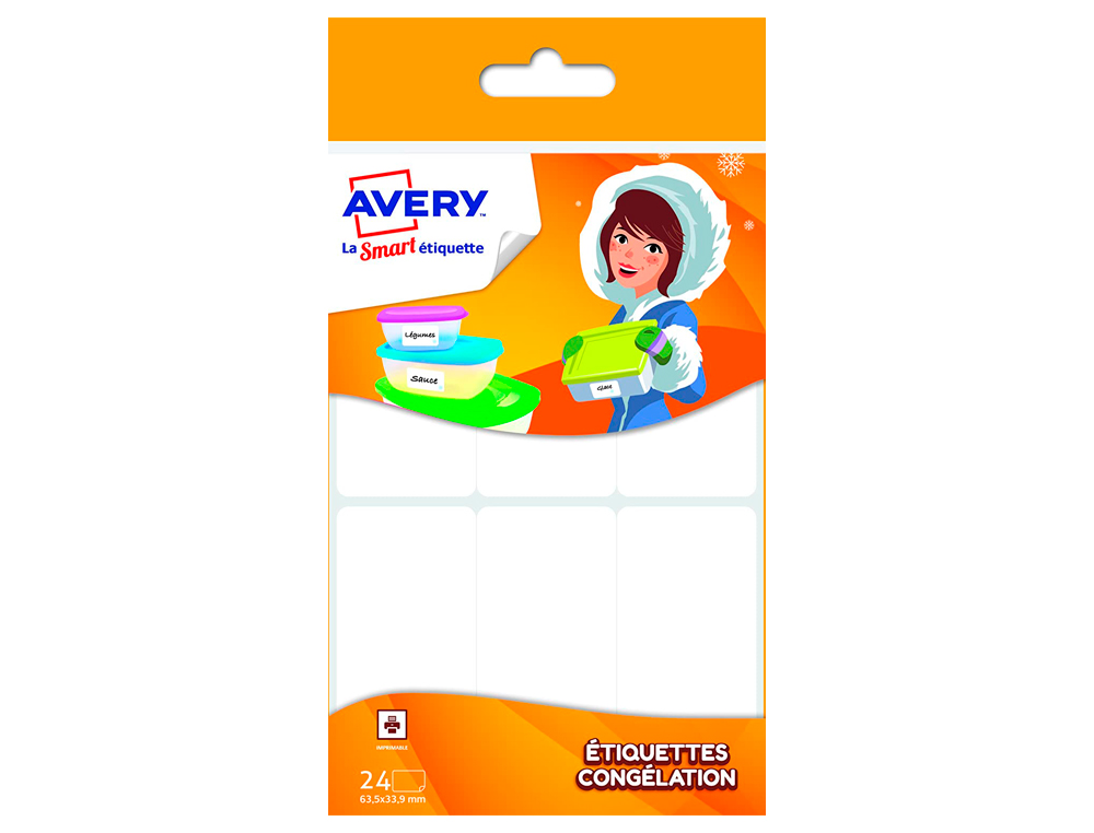 TIQUETTE AVERY ADHSIVE CONGLATION 63.5X33MM PERMANENTE IMPRIMABLE COLORIS BLANC BOTE 24 UNITS