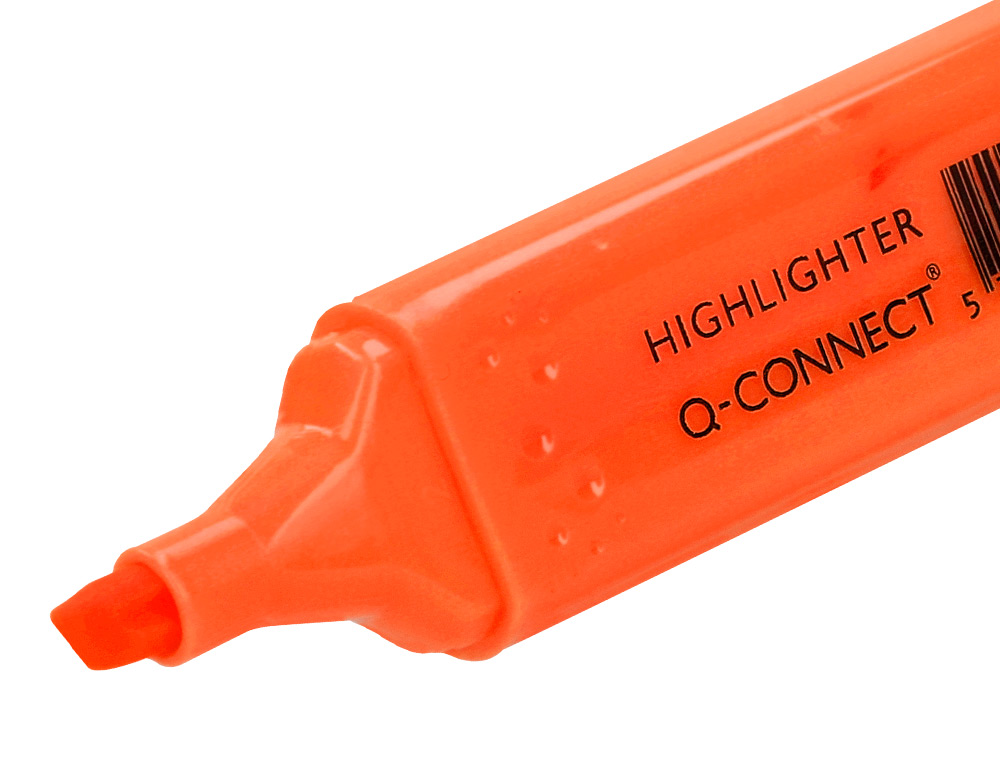 SURLIGNEUR Q-CONNECT TRACÉ 2/5 MM POINTE BISEAUTÉE COULEURS ÉCLATANTES ORANGE