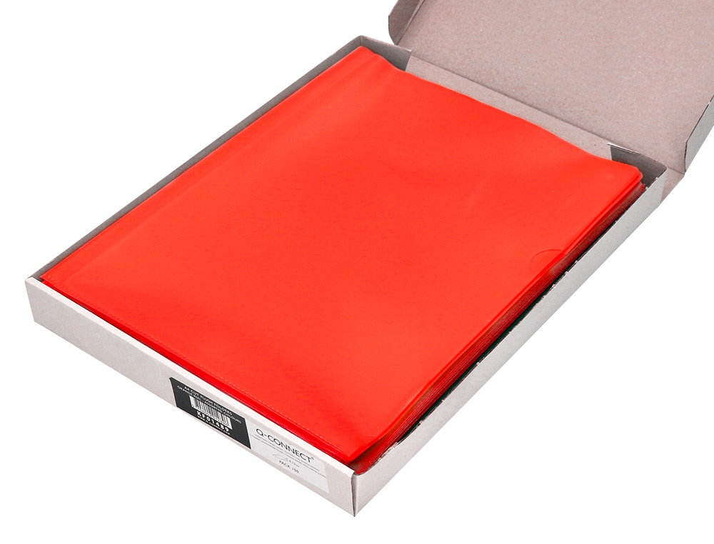 POCHETTE COIN Q-CONNECT POLYPROPYLÈNE GRAINÉ ÉCONOMIQUE 12/100E COLORIS ROUGE TRANSPARENT BOÎTE 100 UNITÉS