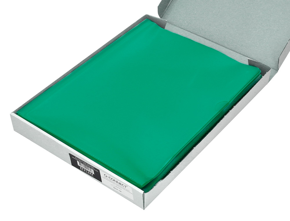 POCHETTE COIN Q-CONNECT POLYPROPYLÈNE GRAINÉ ÉCONOMIQUE 12/100E COLORIS VERT TRANSPARENT BOÎTE 100 UNITÉS