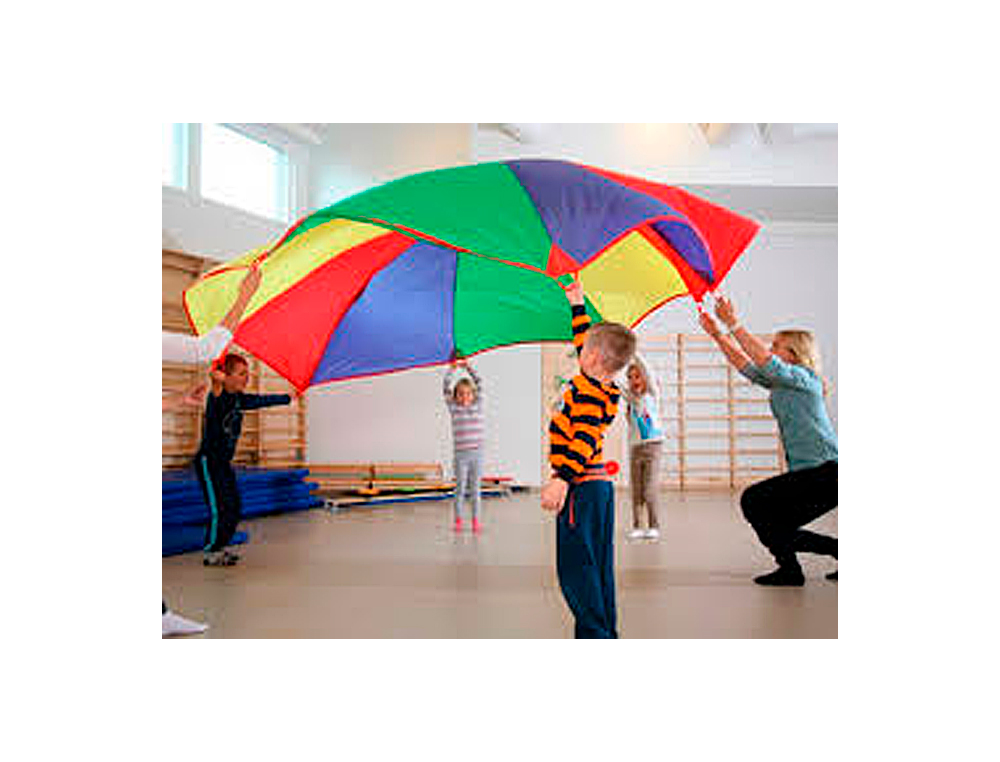 PARACHUTE NYLON DIAMTRE 1.80M LGER LAVABLE COLORIS CLATANTS 6 POIGNES MAINTIEN SOLIDES RENFORCES