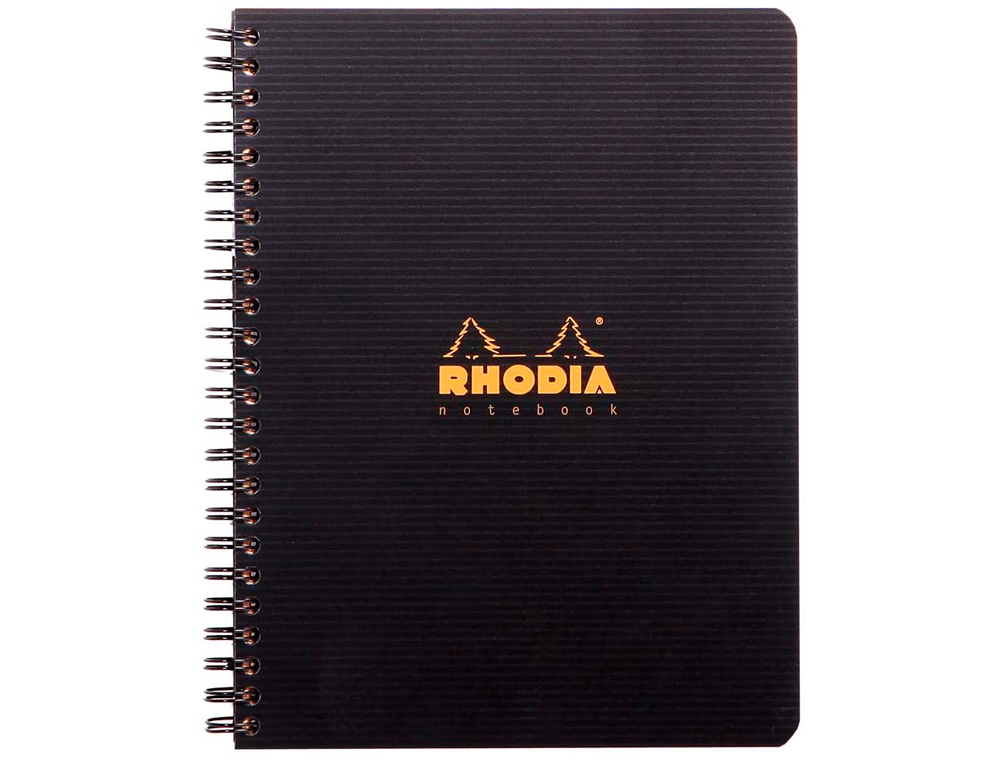 CAHIER RHODIACTIVE NOTEBOOK RELIURE INTGRALE NOIRE COUVERTURE PP A5+ 16X21CM 160 PAGES 90G 5X5MM MICROPERFOR
