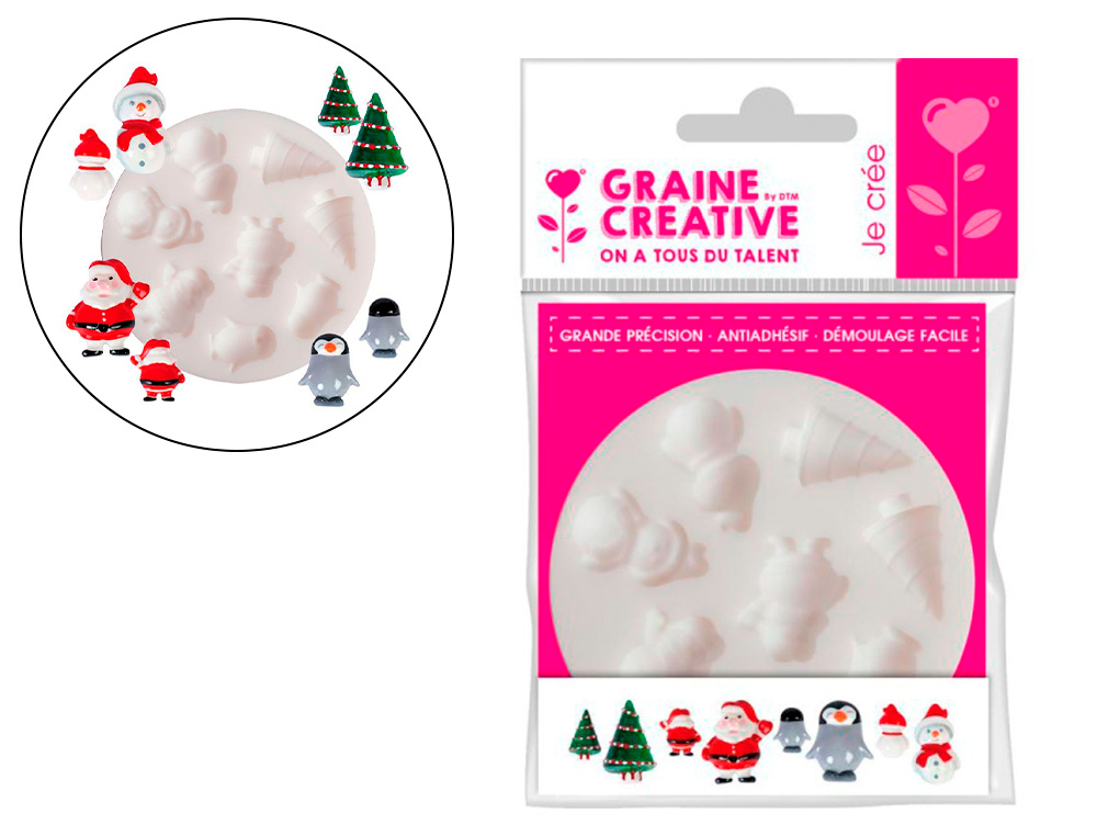 MOULE DTM MINI SILICONE DIAMÈTRE 70MM RÉALISATION MINIATURE PÂTE POLYMÈRE FOUR MODÈLES ASSORTIS LOT 6 UNITÉS