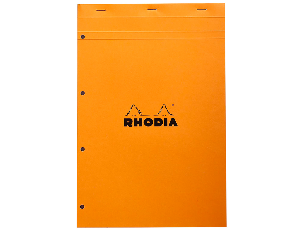 BLOC BUREAU RHODIA A4+ PAPIER VÉLIN SURFIN COUVERTURE ENDUITE ENVELOPPANTE 218X318MM 80F DÉTACHABLES 80G 5X5MM ORANGE