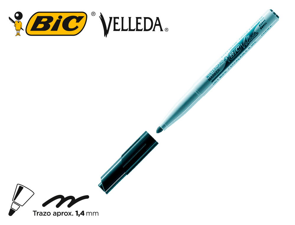 MARQUEUR BIC VELLEDA 1741 EFFAÇABLE POINTE OGIVE TRACÉ 2MM ENCRE CÉTONE FORMAT STYLO GRANDE LONGÉVITÉ NOIR