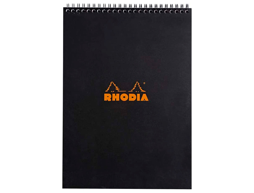 BLOC RHODIA CLASSIC BLACK A4 21X29.7CM COUVERTURE CARTE ENDUITE RELIURE INTGRALE 80F 80G 5X5MM MICROPERFOR