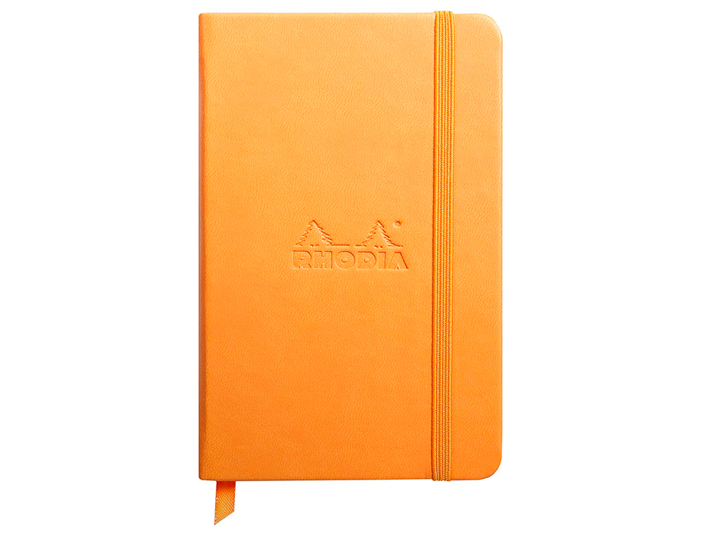 CARNET RHODIA WEBNOTEBOOK A6 9X14CM COUVERTURE SIMILI CUIR ORANGE 192 PAGES 90G UNI LASTIQUE MARQUE-PAGE ORANGE