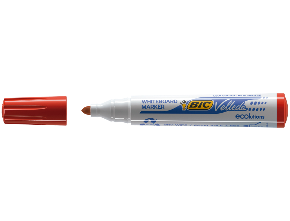 MARQUEUR BIC VELLEDA 1701 EFFAABLE POINTE OGIVE TRAC 1.5MM ENCRE BASE ALCOOL INODORE CORPS PLASTIQUE ROUGE