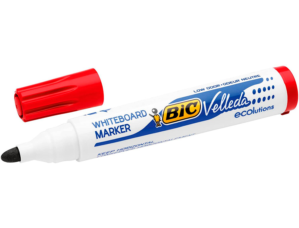 MARQUEUR BIC VELLEDA 1701 EFFAABLE POINTE OGIVE TRAC 1.5MM ENCRE BASE ALCOOL INODORE CORPS PLASTIQUE ROUGE