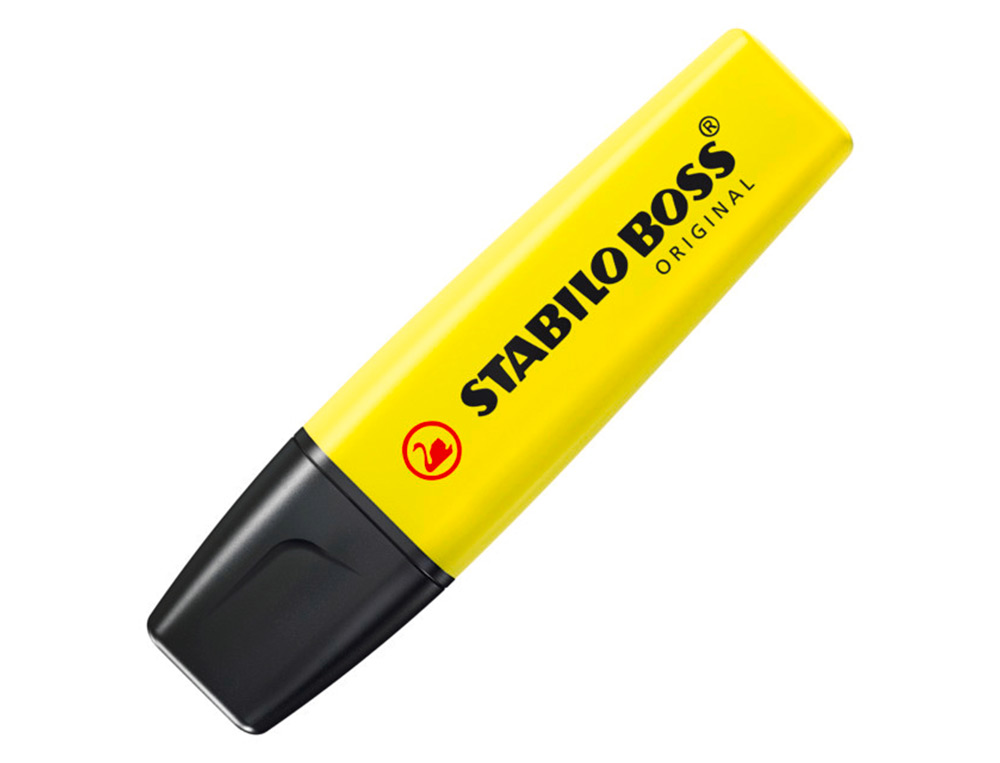 SURLIGNEUR STABILO BOSS TRACÉ 2/5MM POINTE BISEAUTÉE ENCRE UNIVERSELLE BASE EAU RÉSISTANTE LUMIÈRE COLORIS JAUNE