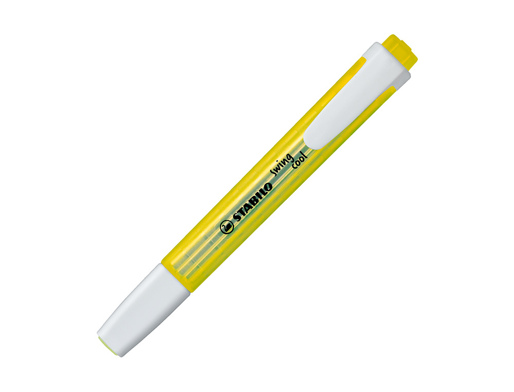 SURLIGNEUR STABILO SWING COOL MODÈLE DE POCHE AVEC AGRAFE TRACÉ 1/3MM ENCRE LIQUIDE PIGMENTÉE VISIBLE COLORIS JAUNE