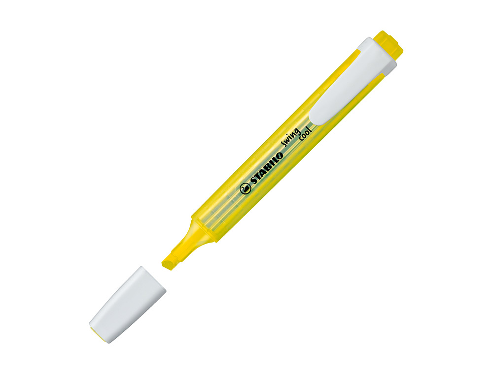 SURLIGNEUR STABILO SWING COOL MODÈLE DE POCHE AVEC AGRAFE TRACÉ 1/3MM ENCRE LIQUIDE PIGMENTÉE VISIBLE COLORIS JAUNE