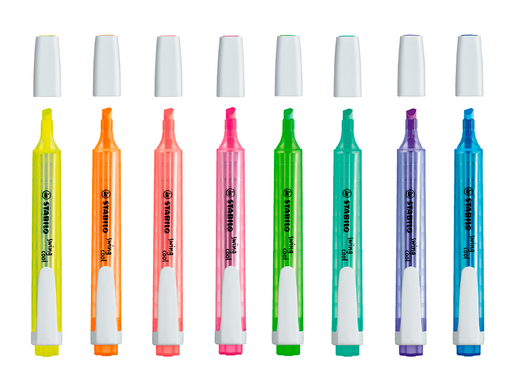 SURLIGNEUR STABILO SWING COOL MODÈLE DE POCHE AVEC AGRAFE TRACÉ 1/3MM ENCRE LIQUIDE PIGMENTÉE VISIBLE COLORIS JAUNE