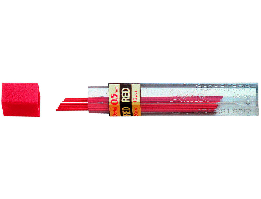 MINE PENTEL 0.5MM HB COLORIS ROUGE ÉTUI 12 UNITÉS